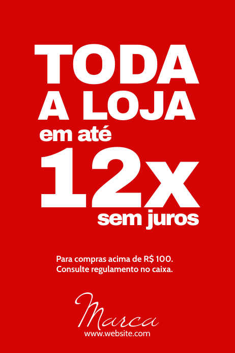 Toda loja 12x banner para varejo poster Cartaz template