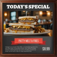 Today's Special Restaurant Patty Melt Instagram Post template
