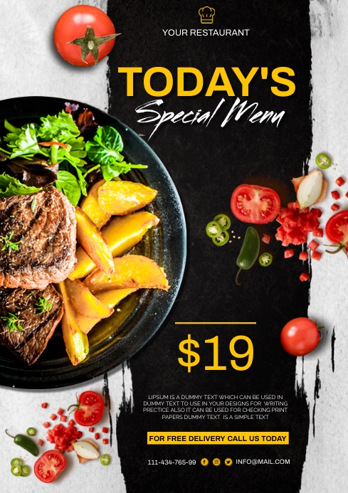 today's Special Menu A4 template