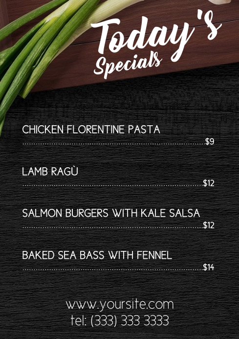 Today's Specials menu table a4 printable Template | PosterMyWall