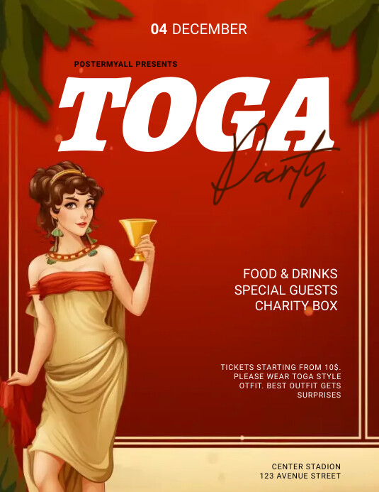 Toga party flyer template PosterMyWall