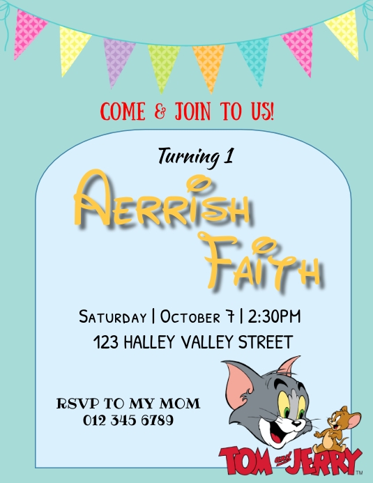 Tom & Jerry Invitation Flyer (US Letter) template