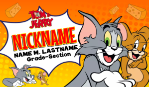 Orange Cartoon Name Tag Etykietka doczepna Template