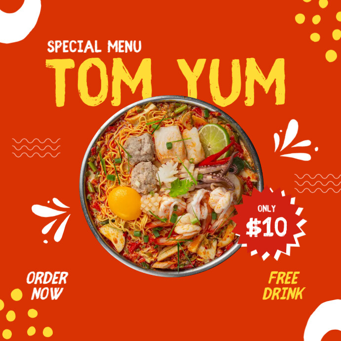 tom yum special menu template Publicação no Instagram