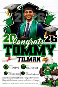 Tommy Tilman: Class of 2026 Graduation โปสเตอร์ template
