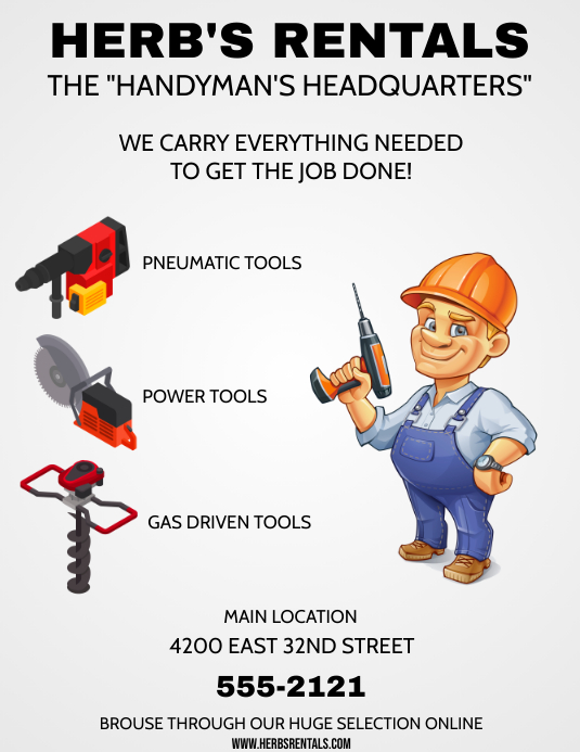 Power Tools Rent Poster TOOL RENTAL Template | PosterMyWall