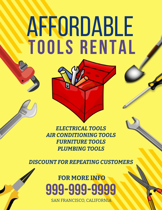 Power Tools Rent Poster Tools rental flyer Template | PosterMyWall
