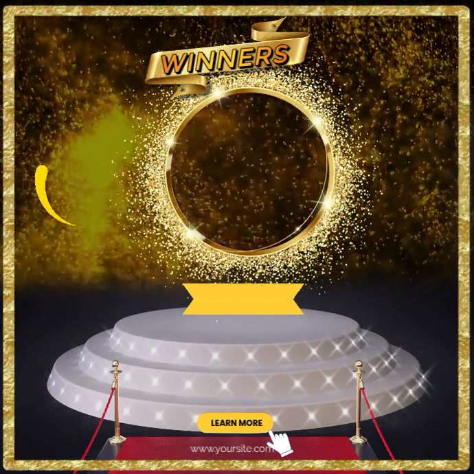 Copy of Top 10 Winner Highlight Template – Gold Sparkle Stage Card with ...