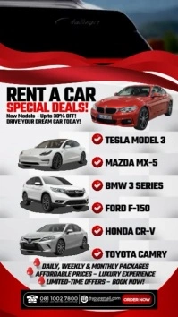 Top Cars. Best Rental Deals Instagram Story template