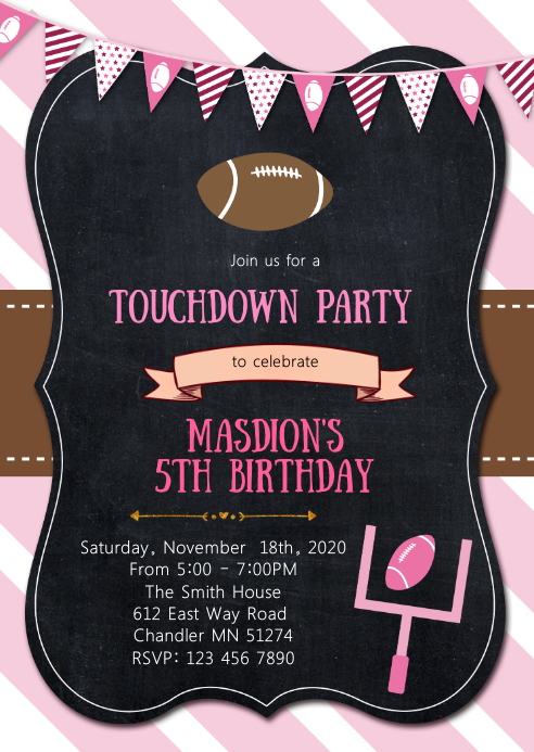 Touchdown birthday party invitation Template | PosterMyWall