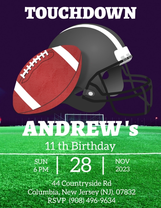 Nfl Birthday Party Invitation Templates Football Birthday Party