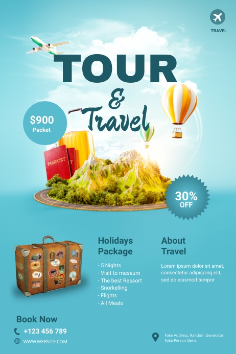 Tour & Travel Poster Template | PosterMyWall