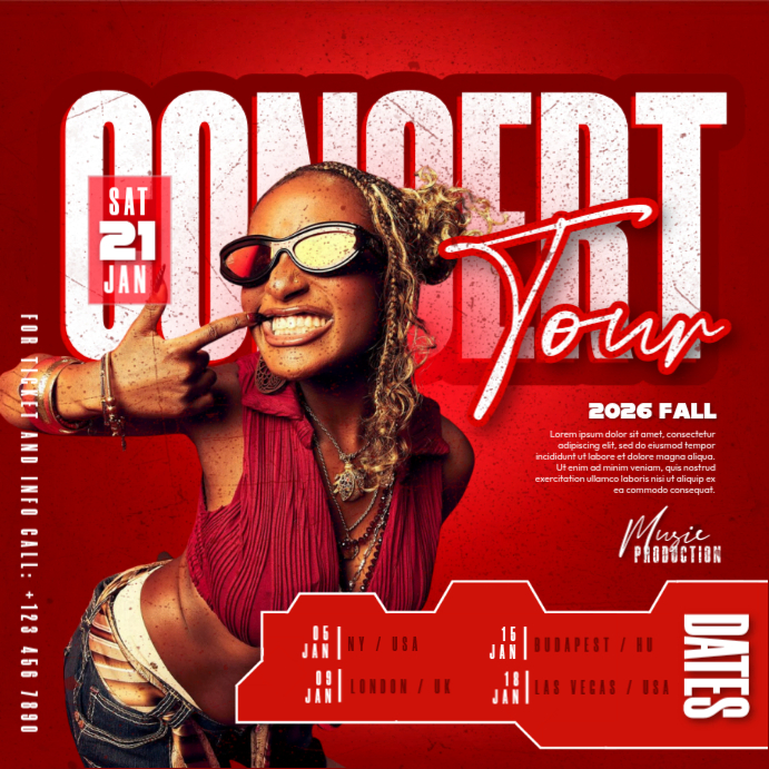 Concert Ad Examples Red Concert Tour Instagram Ad Template | PosterMyWall
