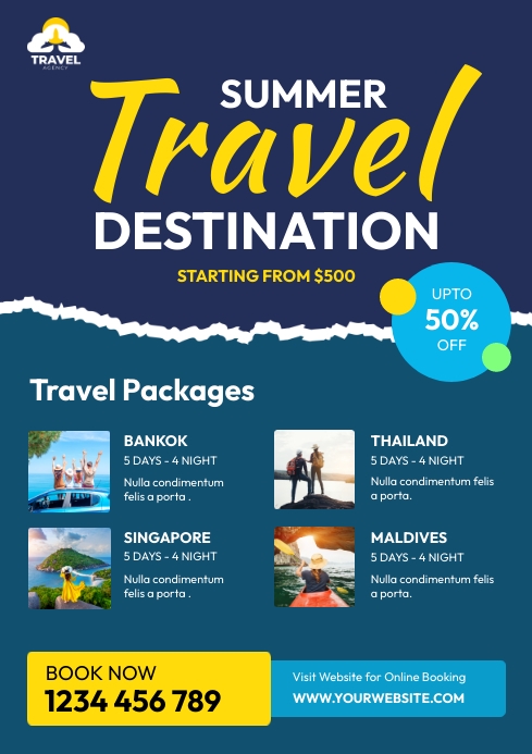 Tour Travel, Travel Poster, Agency Flyer A4 template