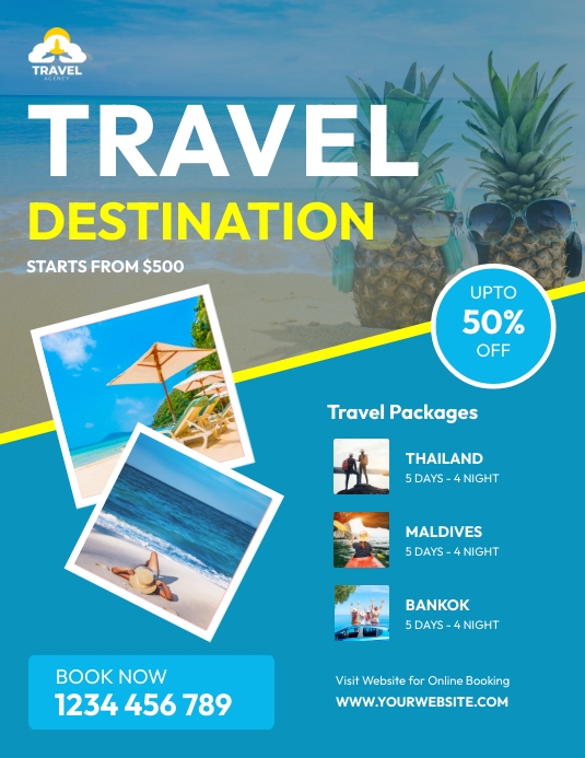 Tour Travel, Travel Poster, Agency Flyer template