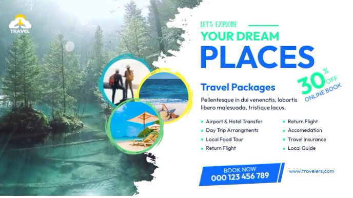 Display Examples Travel Tour Travel Agency Digital Display Template | PosterMyWall