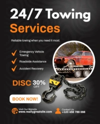 Towing Services Poster Template – Roadside Assistance & Vehicle Recovery Flyer Instagram Portrait