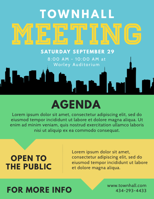 Town Hall Agenda Flyer Template PosterMyWall