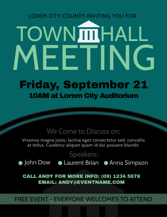 Town Hall Meeting Flyer Template Postermywall