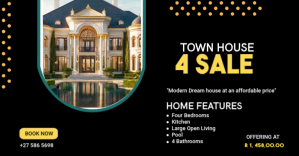 黑色 Town House for sale Facebook Event Cover Template