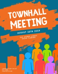 Blue Townhall Meeting Community Day Flyer template