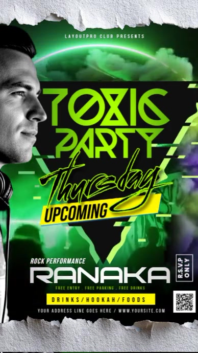Toxic Club Party Night Reels Poster Template | PosterMyWall