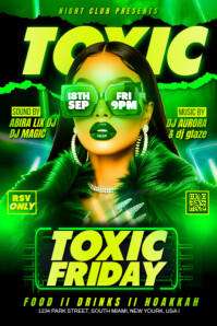 Toxic Friday Night Party Flyer Banner 4' × 6' template
