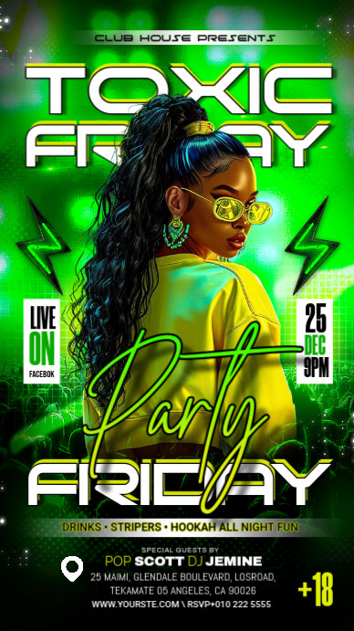 TOXIC FRIDAY PARTY Instagram Story template