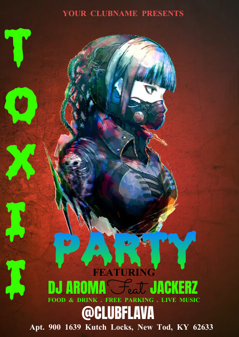 toxic party design template A6