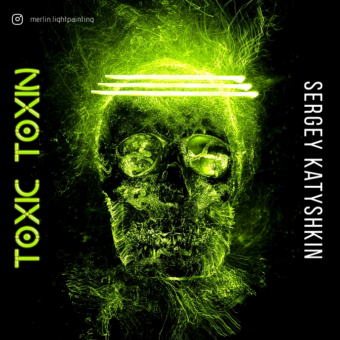 Toxic Toxin Green Skull Abstract CD Cover Sampul Album template