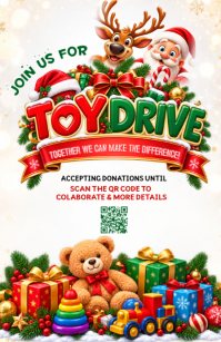 White Christmas Toy Drive Tabloid Template