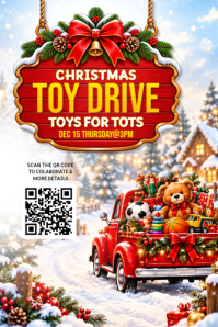 สีขาว Christmas Toy Drive ภาพกราฟิก Pinterest Template