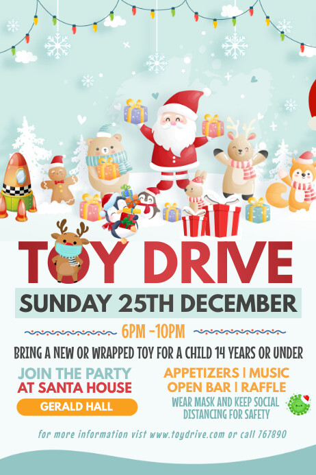 Christmas, toy drive, Christmas fair Plakat template
