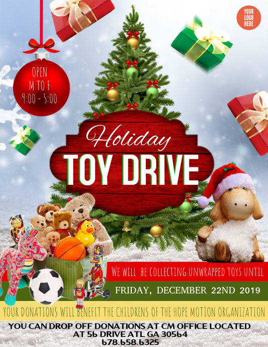 TOY DRIVE - Christmas toys for tots 传单(美国信函) template