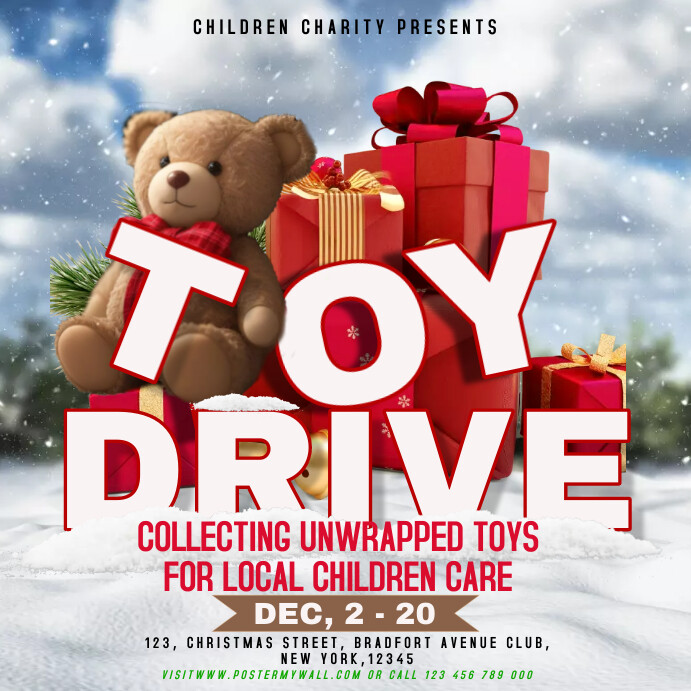 Toy Drive Flyer โพสต์บน Instagram template