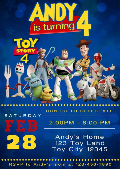 Toy Story 4 Party Video Animated Invitation 1