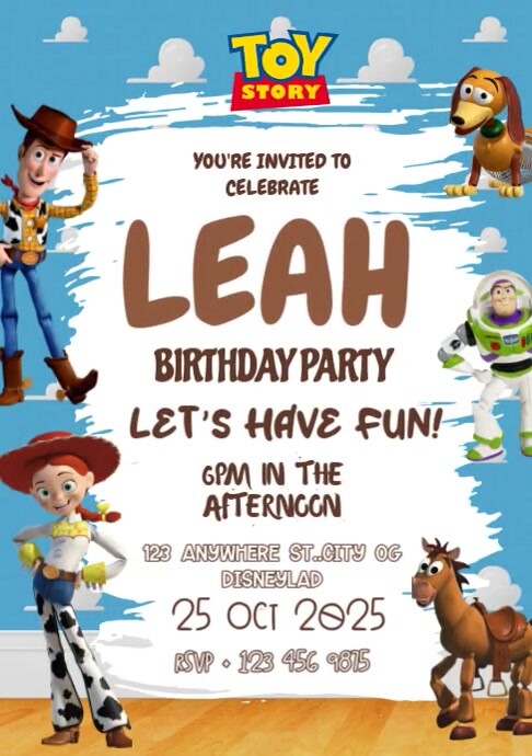 Toy Story Birthday Bash Template A4