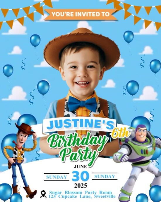 TOY STORY THEME BIRTHDAY INVITATION FOR KIDS Instagram Portrait template