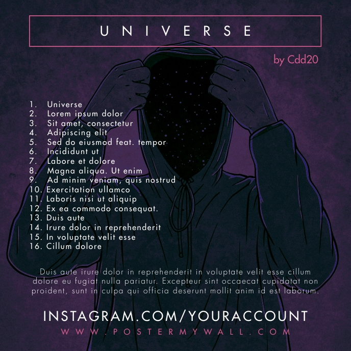 Tracklist Anonymous Universe CD Cover Music Template PosterMyWall