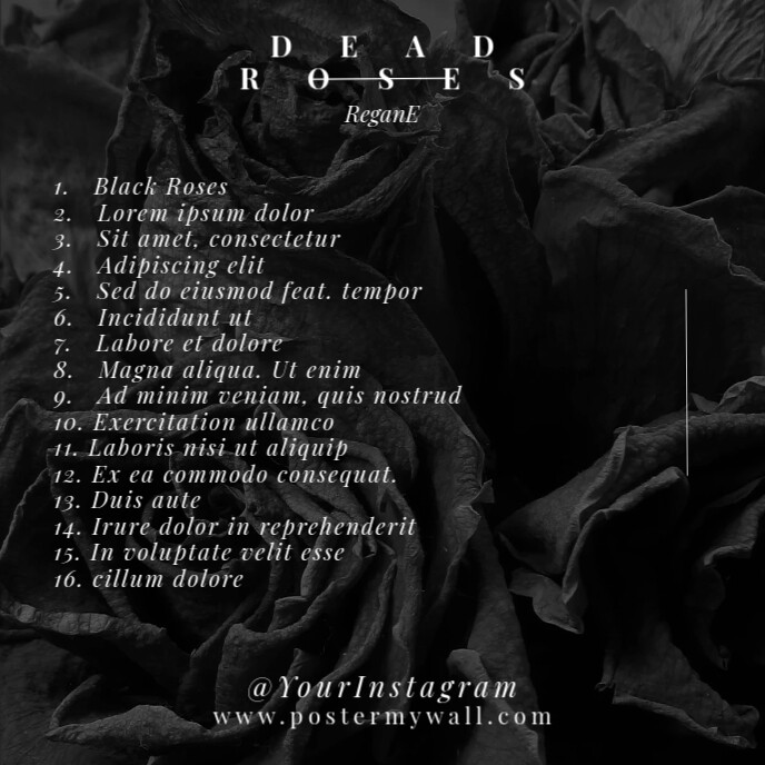 Tracks Dead Roses Black & White CD Cover Back | PosterMyWall