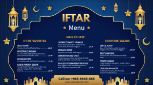 Traditional Iftari menu digital display templ template
