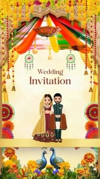 Traditional Indian Wedding Invitation Digital Display (9:16) template