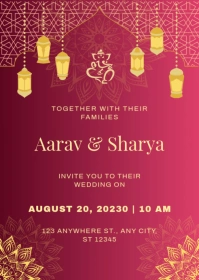 Traditional Indian Wedding Invitation A6 template