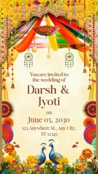 Traditional Indian Wedding Invitation Mobile Video Digital Display (9:16) template