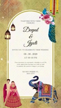 Traditional Indian Wedding Invitation Mobile Video Digital Display (9:16) template