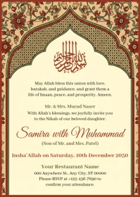Traditional Nikah Invitation Design Template A6