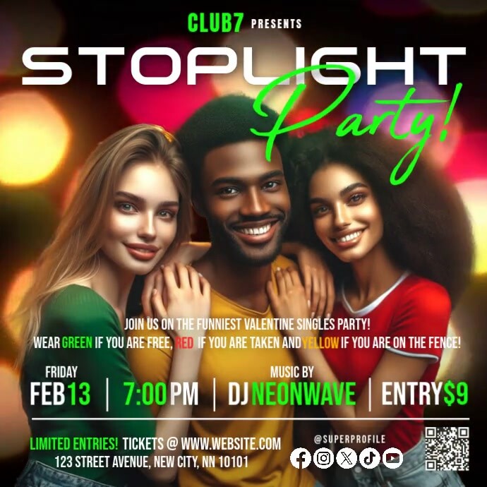 Traffic Light Stoplight Party Instagram Ad Post template