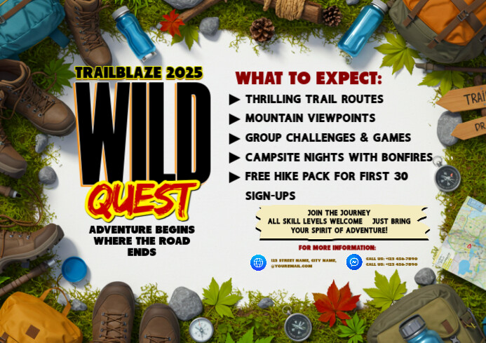 Trailblaze 2025 – Let the Wild Quest Begin A4 template