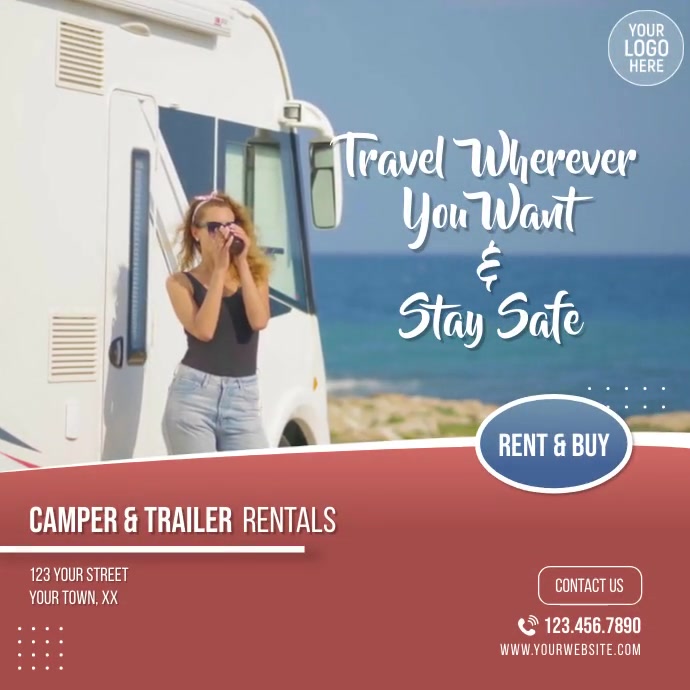 Poster Design For Rv Rental Copy of Trailer Camper RV Motorhome Rental Video Ad | PosterMyWall