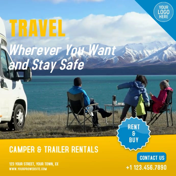Trailer Camper RV Motorhome Rental Square Video Template | PosterMyWall
